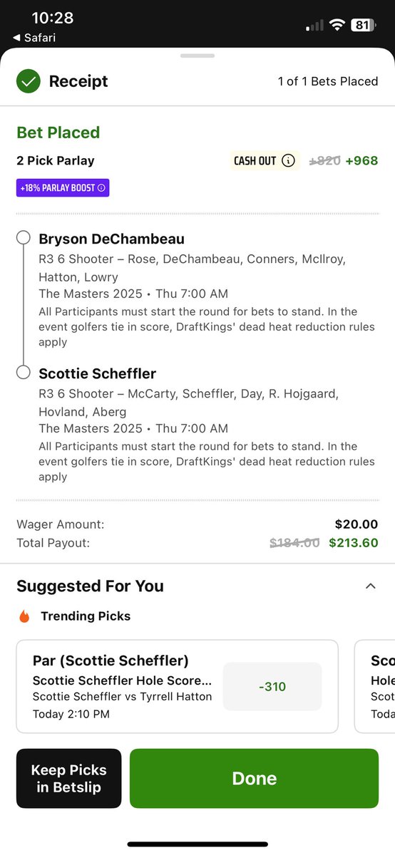 Lippies_Locks's tweet photo. More #Masters today gang! Targeting Bryson and Scottie to go low at some good value in the 6 way markets! https://t.co/o3X3OUOXrd