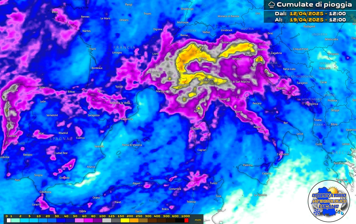 OmlMeteo's tweet photo. Fase perturbata e molto piovosa sul Nord Italia.
Precipitazioni attese fino a sabato 19 aprile 2025.
#severewx #meteo #Weather #StormHour #severeweathere https://t.co/W2MUYUe1kg
