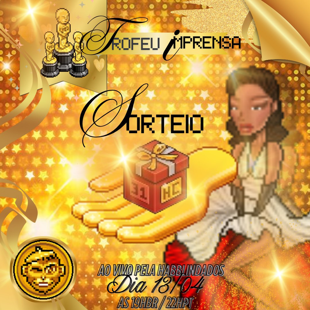 🏆 A Maior premiação do <a href="/habbodaaline/">@HabboDaAline</a> está chegando e é nesse Domingo 13/04 as 19hBR ao vivo pelo meu site! 🥰

- Em comemoração vamos de sorteio?

🏆 REGRAS de HC 31 DIAS:

🏆 Seguir <a href="/Habblindados/">Habblindados 🐒</a> , <a href="/habbodaaline/">@HabboDaAline</a> e <a href="/UmaFofoqueira_/">AlineDiva</a> 
🏆 Marcar Dois Amigos;
🏆 Dar RT + FAV💖

🏆 O