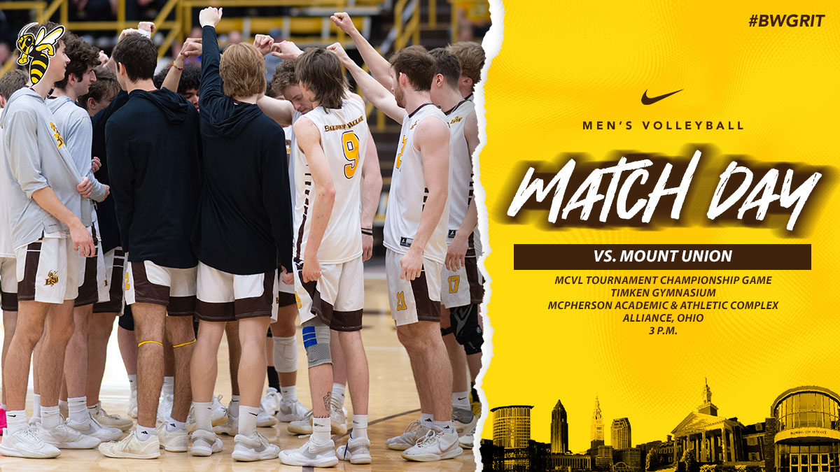 ⌛️ The countdown is ON as <a href="/BWMensVB/">Baldwin Wallace Men's Volleyball</a> takes on <a href="/MountUnionMVB/">Mount Union MVB</a> in the <a href="/MCVLVolleyball/">MCVL Volleyball</a> Championship Game 

Come out and cheer on your Jackets! 🏐🐝

📍: Timken Gymnasium | Alliance, Ohio
⏰: 3 p.m.
📊: bwyellowjackets.cc/4ah0SbF
📺: bwyellowjackets.cc/4ltnhsc

📸 - <a href="/ErikDrost/">Erik Drost</a>