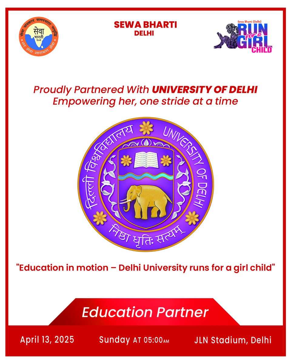 We’re not just running; we’re running for change! 🏃‍♂️💜 Proudly partnered with Delhi University, the Run for a Girl Child is more than just a race – it’s a movement. Together, we are united in our mission to empower every girl, creating a world where they can chase their dreams,