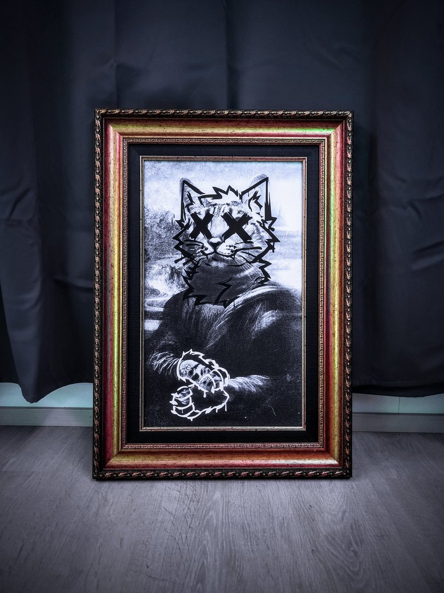 Snatched this dusty old frame from a thrift store. Gave it a little... "enhancement" now it's a full-blown ‘Art Theft’ masterpiece.

So, what’s the next move? Hide it? Sell it on the black market?