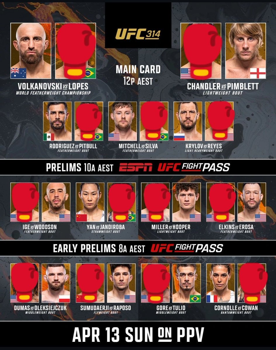 #UFC314 Full Card Picks

Lock of the night: Chase Hooper

Dog of the night: Mitch Raposo

See my best bet for this card in my free premium discord linked below

discord.gg/S4S9h4qa 

#UFC #ufcpicks #UFC314