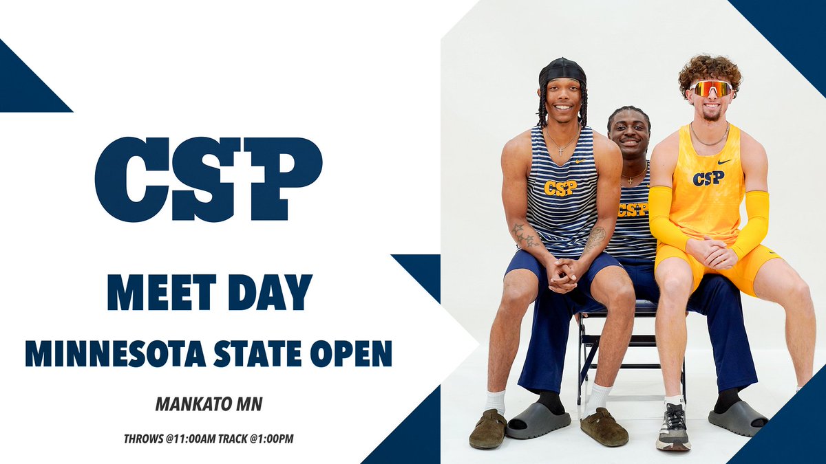 It's Meet Day at the Minnesota State Open in Mankato, MN! Throws start at 11:00am, followed by Track events at 1:00pm. Go Golden Bears! #GoCSP #MeetDay #GB4L