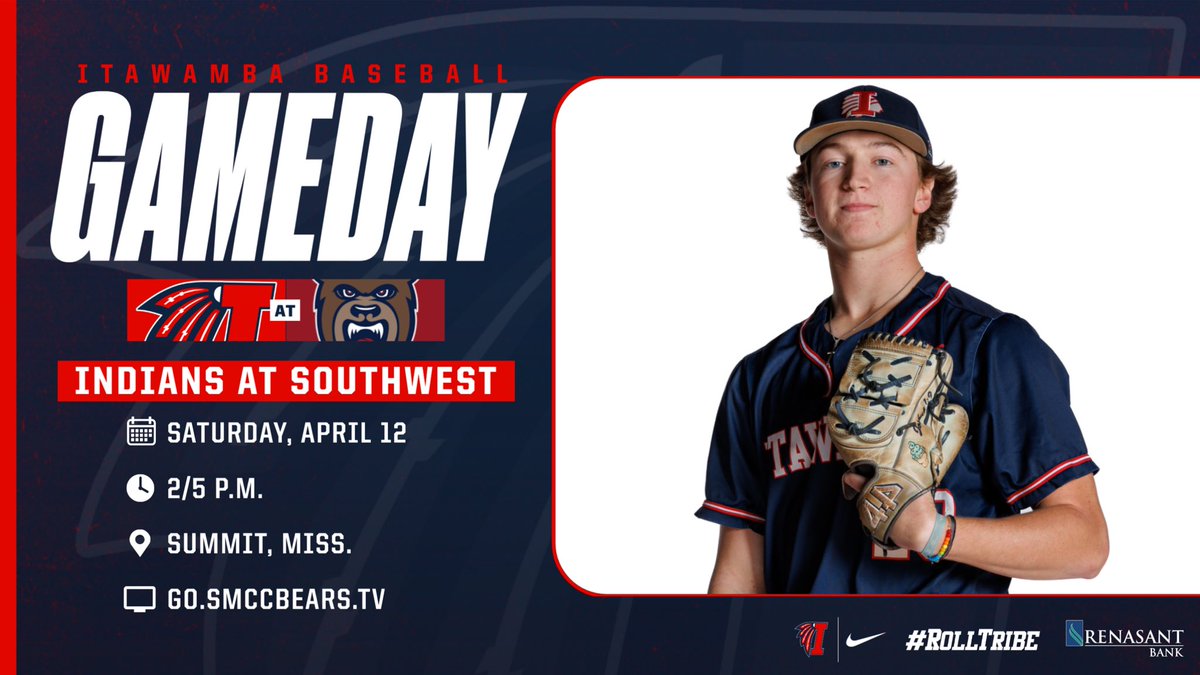 #ICCBSB GameDay!
⚾ at Southwest
⏰ 2 | 5 p.m.
📍 Summit, Miss.
📺 go.smccbears.tv 
🏹 #RollTribe