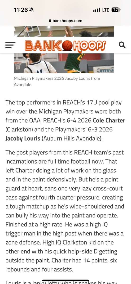 Nice write up on Cole Charter from Bank Hoops #ClarkstonBasketball
