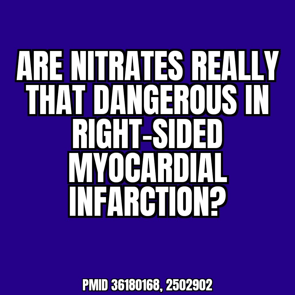 armyemdoc's tweet photo. Dogma-alert... are nitrates really contraindicated in right-sided MI's?

The short answer is that current data demonstrates that is a myth.

The teaching dates back to early case reports from the 1960s and 1970s.  In 1989, a "pivotal" study of 40 patients suggested increased risk.   In this non-randomized study,  15/20 with right-side involvement had hypotension, whereas 2/20 without right-side involvement had hypotension.

A 2023 SR-MA of 5 studies, 1113 patients, found the risk of hypotension was no different with right-sided involvement versus no right-sided involvement.

Keep in mind that our methods have changed a bit since the 1989 study.  Troponin testing is the current standard, whereas much less specific tests such as CK and CK-MB were used during that era.

https://t.co/993gwYCyxs

https://t.co/AeYsqtjJud

#emergency #emergencymedicine #criticalcare #icu #erlife #iculife #science #data #research #army #armymedicine #armyemdoc #heart #cardiology #dogma #medx #medtwitter