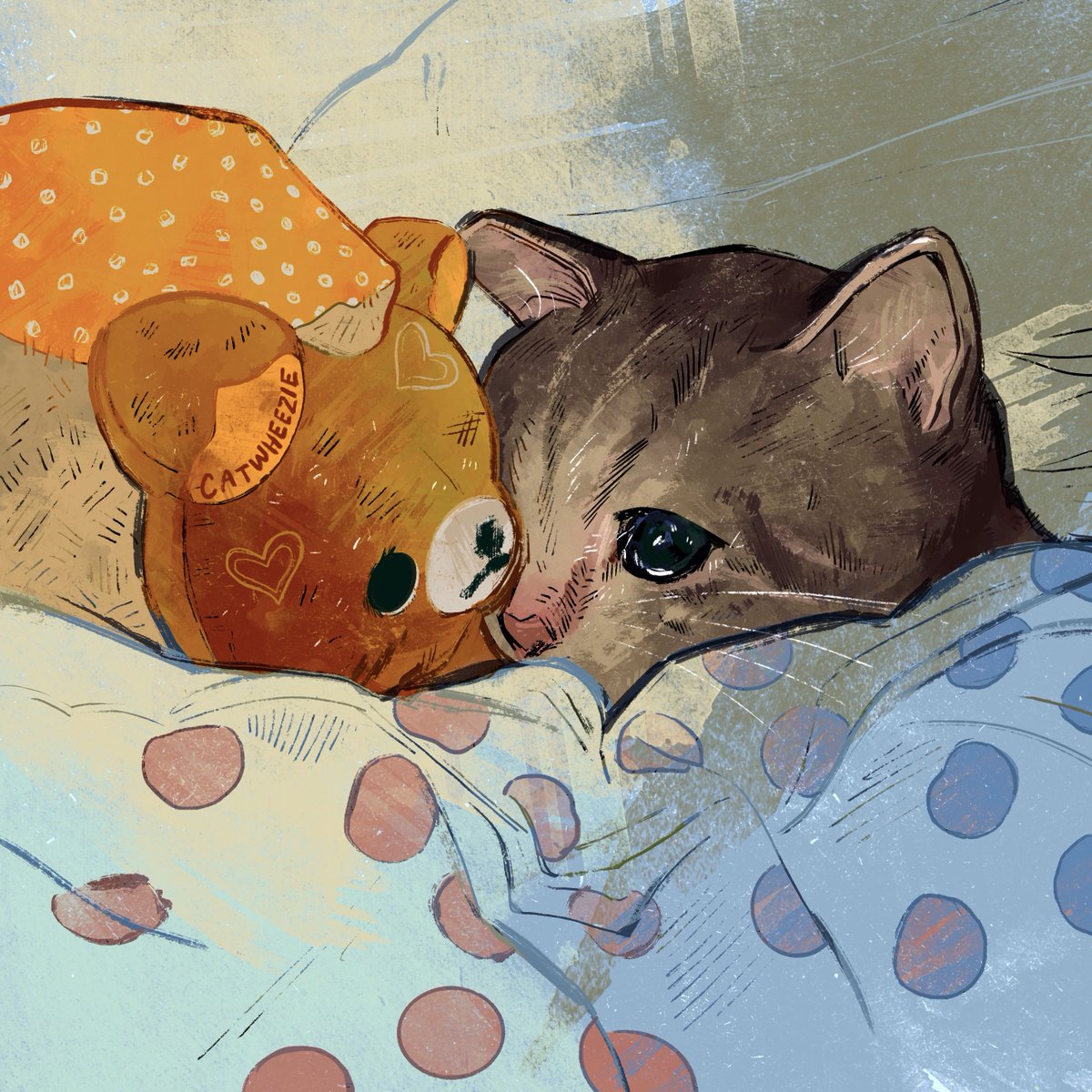 catwheezie's tweet photo. I'm going to stay in bed like this all day 🧸😿 https://t.co/xioqMB9z1y