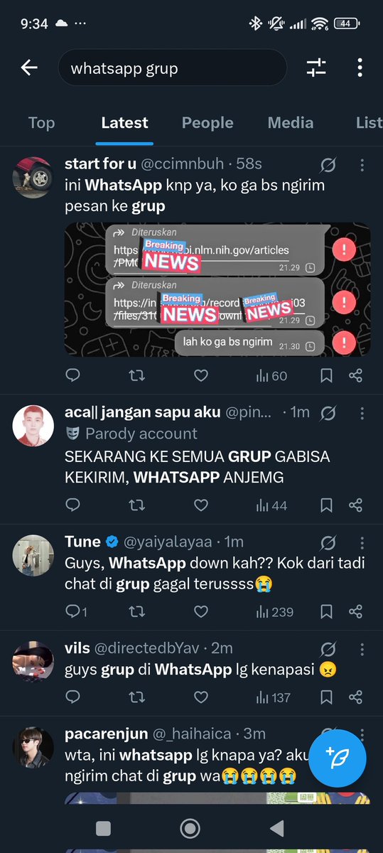 Gw pikir gw doank yg di blokir sama WhatsApp... Ternyata banyak yang tidak bisa kirim pesan ke grup ... Error:
Your message was not sent.
Cancel / Try Again
#whatsappdown