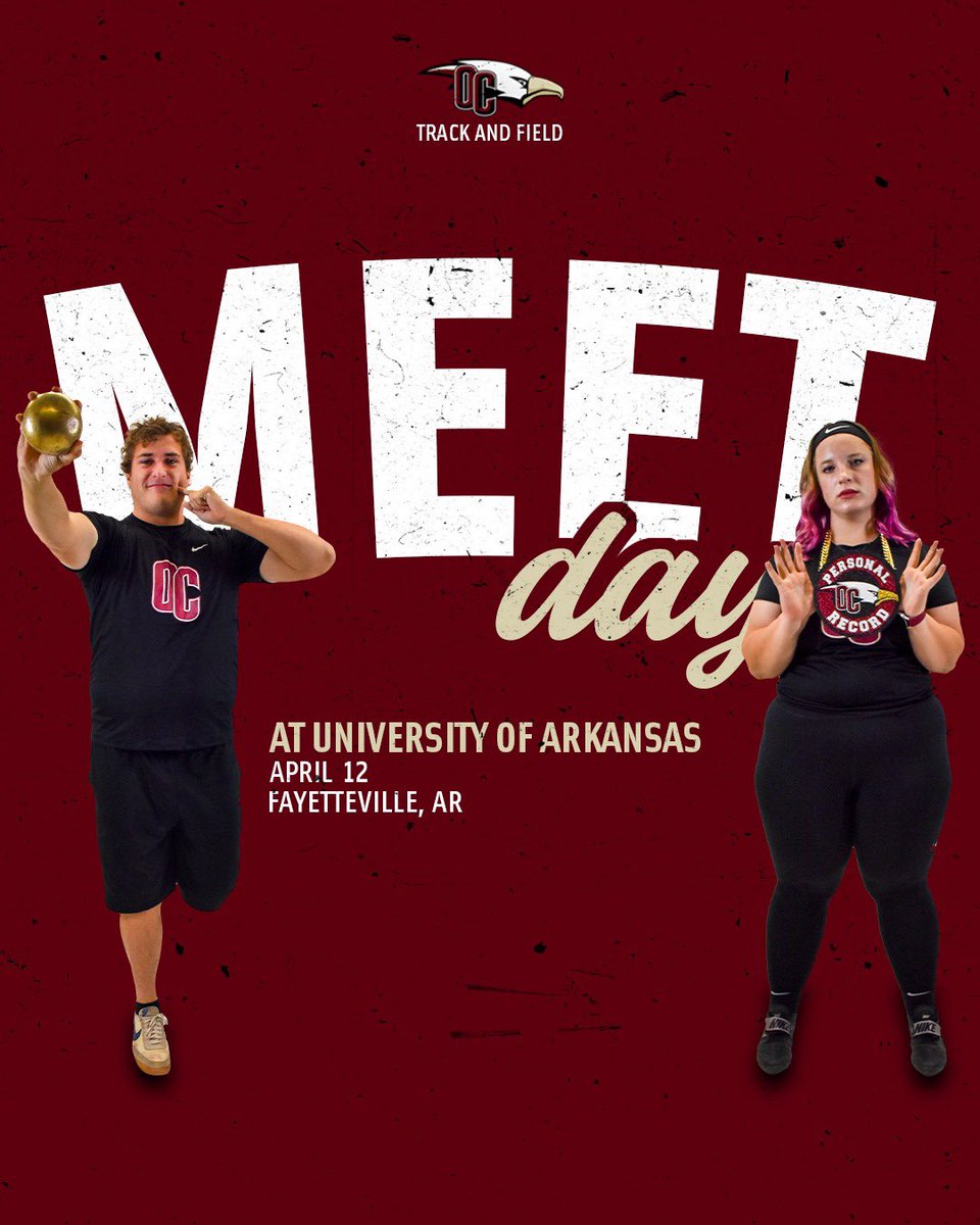 OC Track&Field/XC (@oceagles_xctf) on Twitter photo Itโs an OC track and field ๐๐๐๐ ๐ฟ๐ผ๐!
๐ Arkansas Spring Invitational
โ๏ธ 11:15 a.m.
๐ Fayetteville, Ark.
๐บ oceagles.com/sports/womens-โฆ | SEC Network+ | 1 p.m.
๐ oceagles.com/sports/womens-โฆ
#TalonsUp Itโs an OC track and field ๐๐๐๐ ๐ฟ๐ผ๐!
๐ Arkansas Spring Invitational
โ๏ธ 11:15 a.m.
๐ Fayetteville, Ark.
๐บ oceagles.com/sports/womens-โฆ | SEC Network+ | 1 p.m.
๐ oceagles.com/sports/womens-โฆ
#TalonsUp