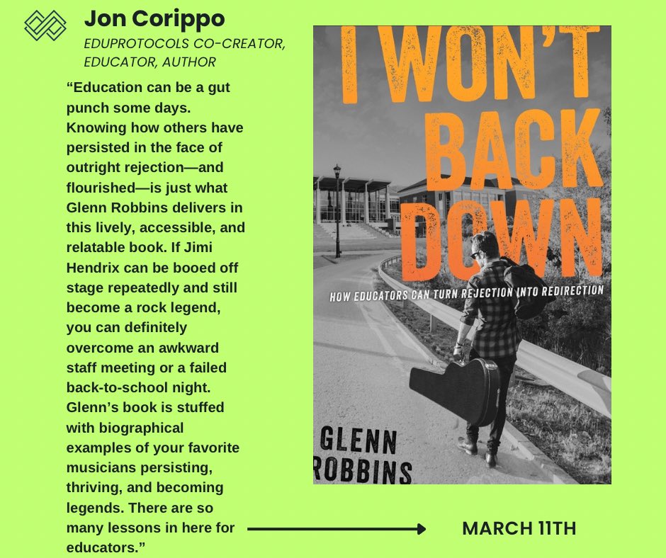 GlennGRobbins's tweet photo. Just dropped like a surprise album!
I Won’t Back Down is a mixtape of music, rejection & redirection—made for educators.
From Elvis to Eazy-E, it’s your reminder: Rejection isn’t the end, it’s the opening act.
Grab your copy & turn it up!
#IWontBackDownBook #EduRockstar https://t.co/CmksqgLTc7