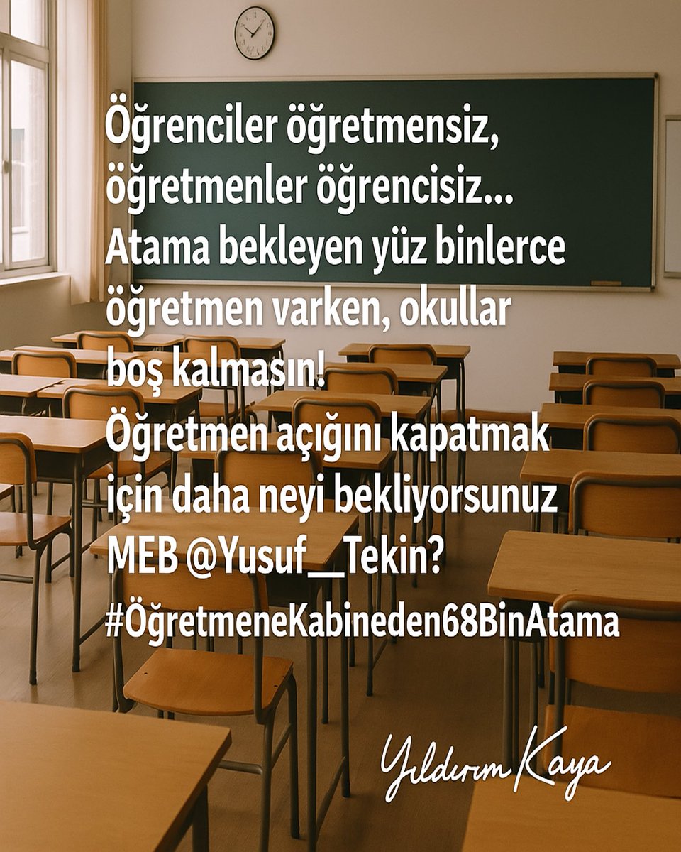 Öğretmen açığını kapatmak için daha neyi bekliyorsunuz MEB <a href="/Yusuf__Tekin/">Yusuf Tekin</a>?
#ÖğretmeneKabineden68BinAtama