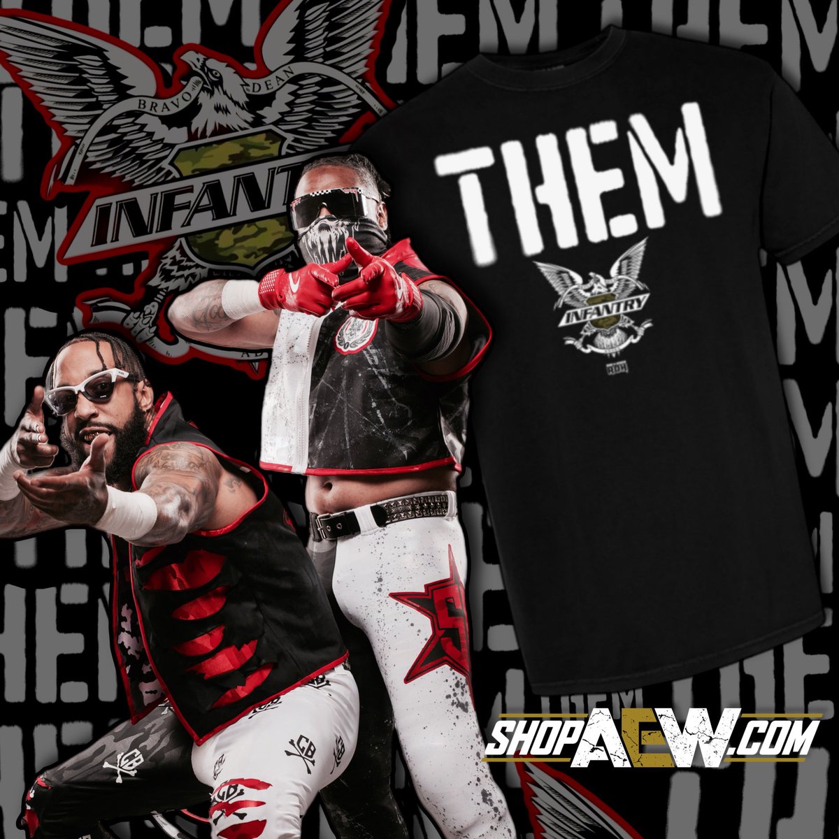 CarlieBravo's tweet image. New Shirt. One Word. 

#THEM 

Available now at @ShopAEW. 

#theINFANTRY