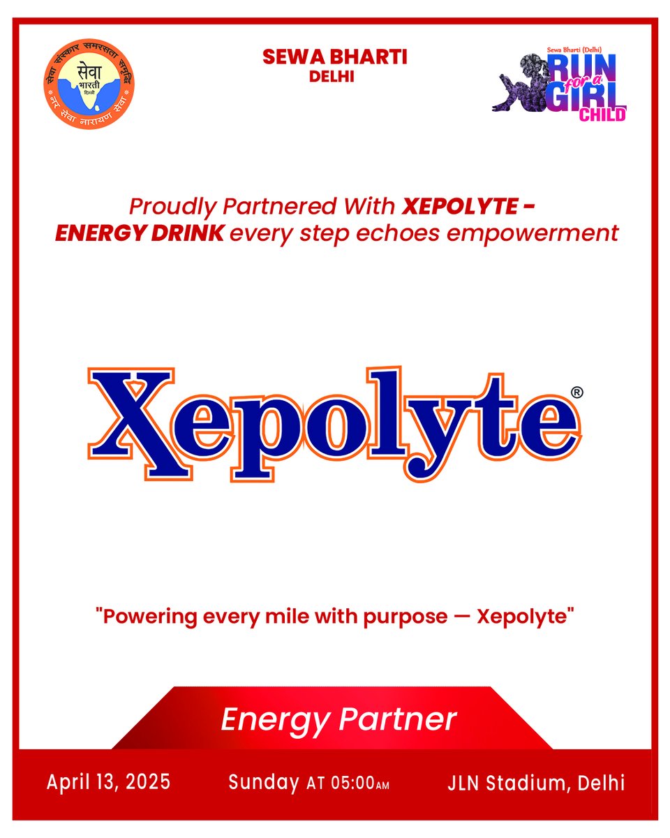 We’re thrilled to have Xepolyte as an esteemed partner for Run for a Girl Child! 💖
Together, we're running toward a future where every girl has the chance to shine, to learn, and to lead. 🌟
This partnership fuels the movement for equality, education, and empowerment. 🏃‍♀️✨
📅