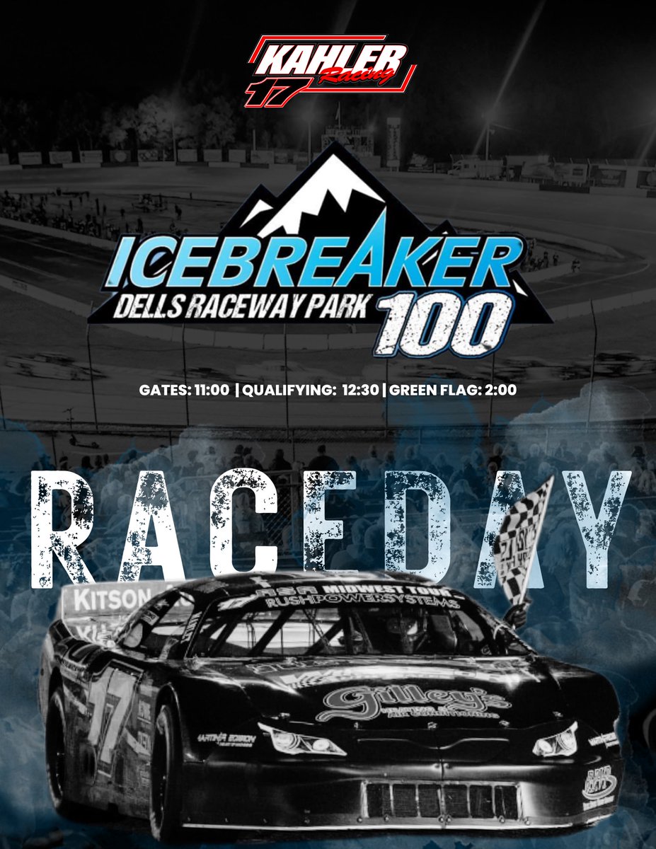 It’s go time! ! First race of the season kicks off TODAY — the Icebreaker 100 at Dells Raceway Park! 
We’re so grateful for the awesome sponsors backing us this year. Please help us support the ones who support us! 
If you cant make it to the track today, tune in on PitRow Tv!