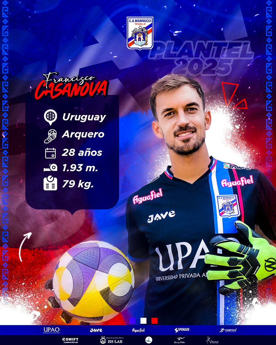 camannucci's tweet photo. ¡𝐂𝐨𝐧𝐨𝐜𝐞 𝐚 𝐥𝐨𝐬 𝐪𝐮𝐞 𝐥𝐮𝐜𝐡𝐚𝐫á𝐧 𝐩𝐨𝐫 𝐞𝐥 𝐫𝐞𝐭𝐨𝐫𝐧𝐨! 🏆⚽

Presentamos a los🧤🥅 𝐀𝐫𝐪𝐮𝐞𝐫𝐨𝐬 de nuestra Tricolor.
El experimentado uruguayo @FranCasanova97, el nacional Sub23 Jesús Rossi y el canterano trujillano César Ganoza.

#FuerzaMannucci 🟦⬜️🟥 https://t.co/HohotdB7Py