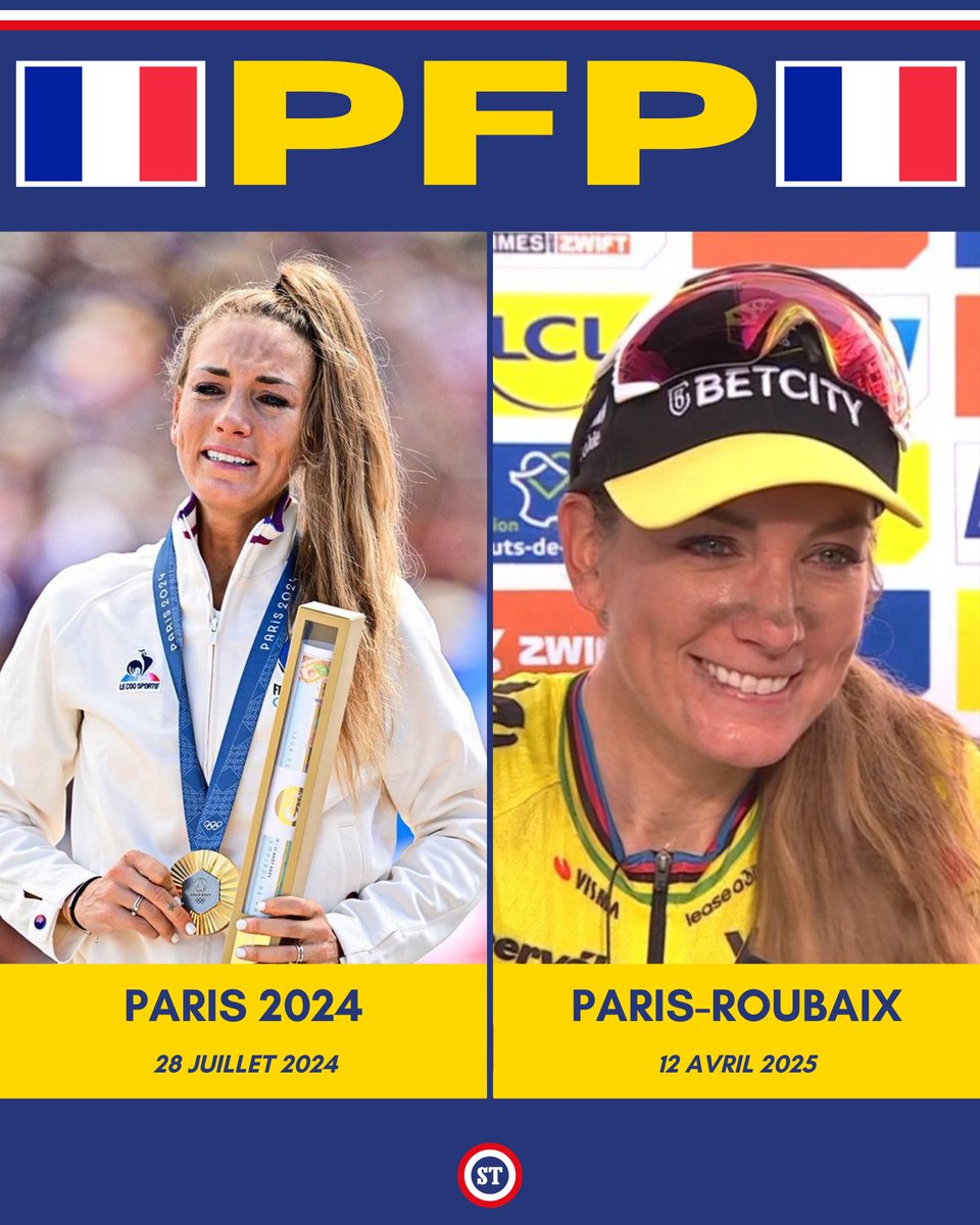 sportricolore's tweet photo. 🇫🇷 Pauline Ferrand-Prévot encore plus dans l'histoire du cyclisme tricolore 🤩

Première tricolore sacrée sur Paris-Roubaix même pas 1 an après son sacre aux Jeux de Paris 2024 🥇

Merci pour les émotions ❤️

📸 CNOSF/KMSP https://t.co/9QnE2QUkvK
