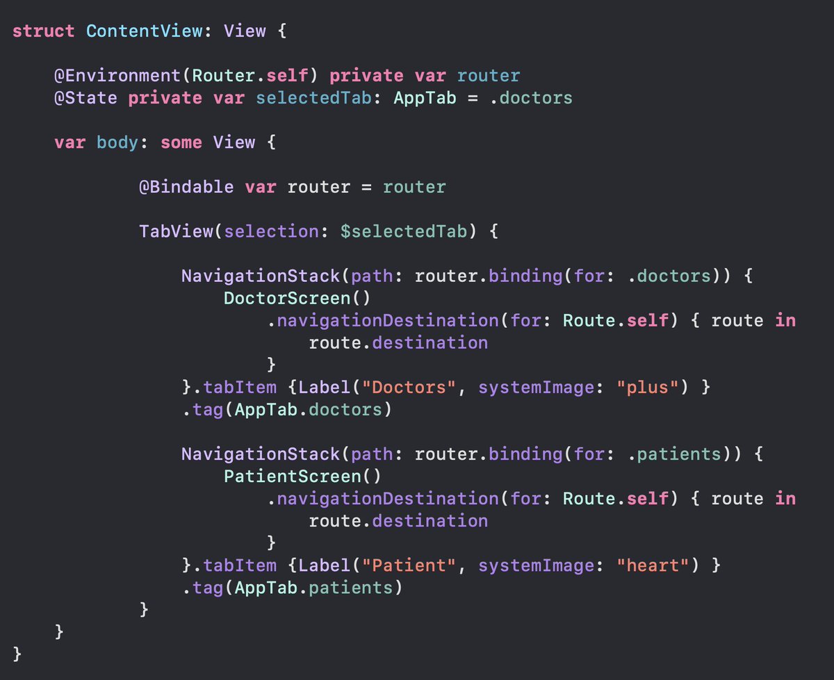 azamsharp's tweet photo. SwiftUI Navigation with TabViews 

* Another approach is to use separate arrays for each tab. https://t.co/sNzuY0tN1Z