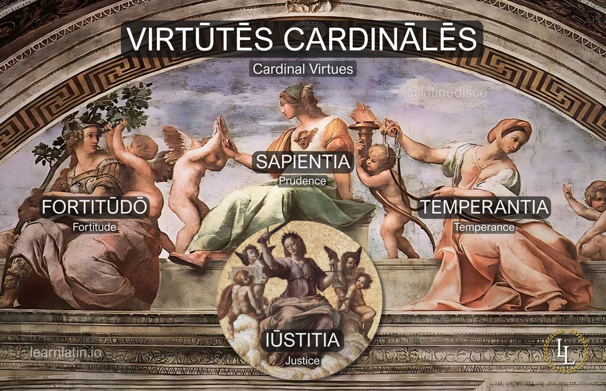 latinedisce's tweet image. Virtūtēs Cardinālēs — Cardinal Virtues (by Raphael).