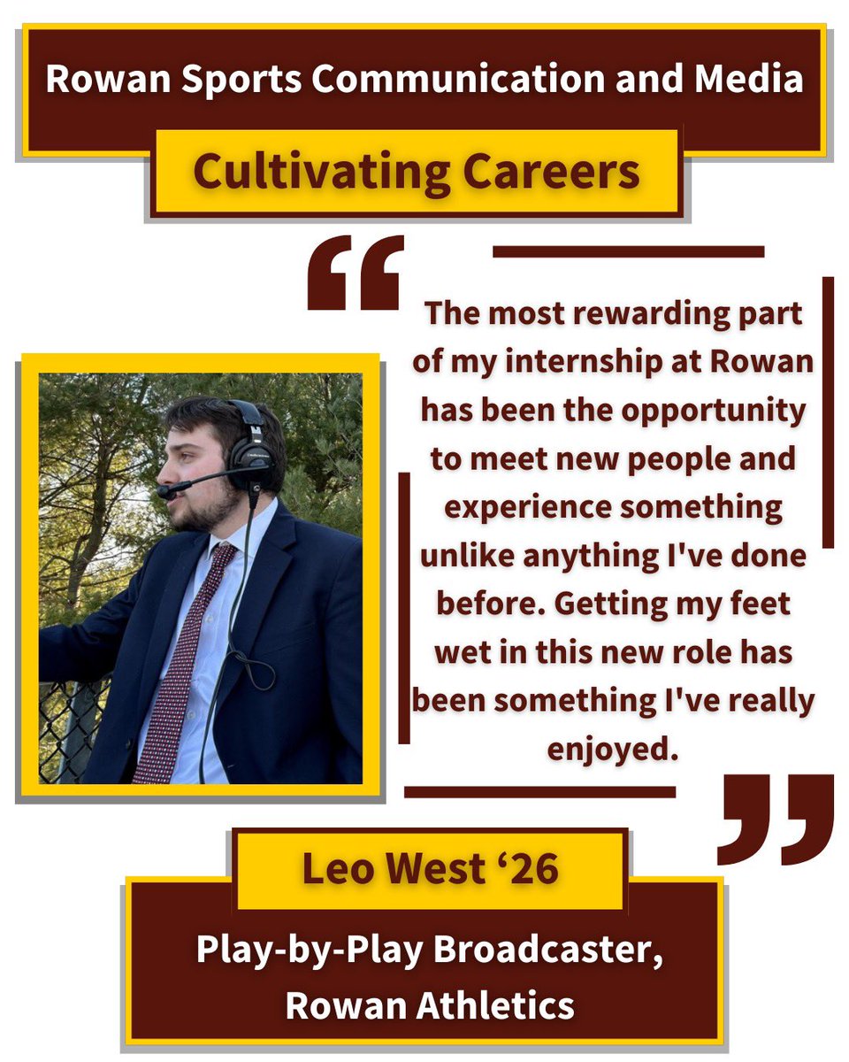 Sports CaM junior, Leo West, shares his most rewarding part doing play-by-play for @rowanathletics! 

Keep up the great work Leo!👏

#pxp #athletics #rowanuniversity
