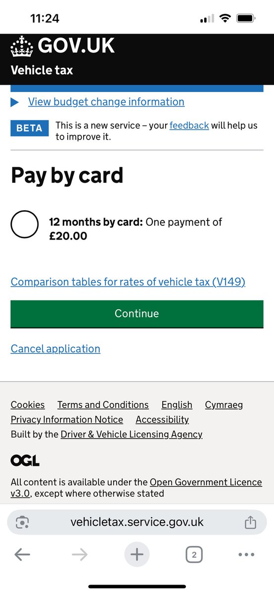 Chads201's tweet photo. @DVLAgovuk I’ve just tried to tax my car this am. My V11Z says £0, but I’m being charged £20 online - which one is correct? https://t.co/VHrpal4RM7