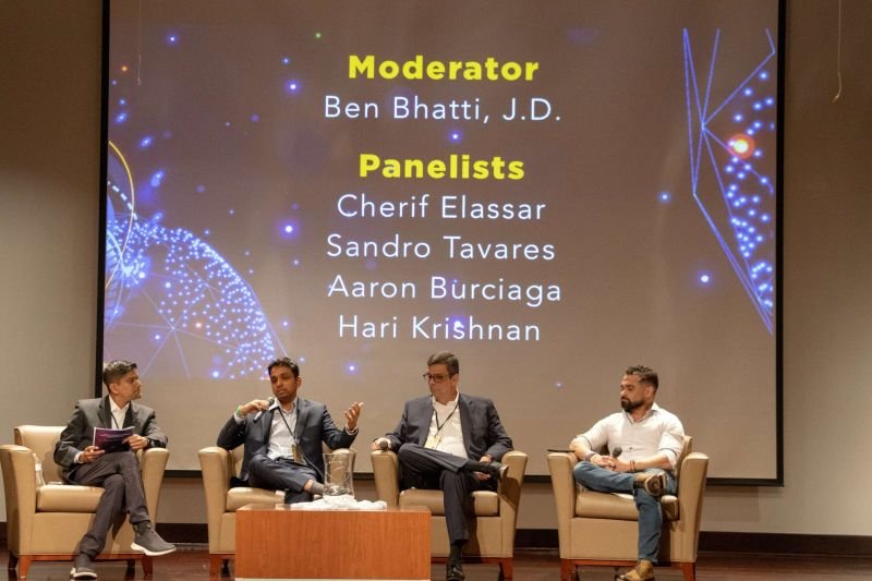 TrieNetwork's tweet photo. @dwebchap talking about @TrieNetwork, the need for data verifiability, privacy and decentralization in #AI at the Natl Conf on AI in Houston. #TrieCoin https://t.co/nD5Qk7Cpt7