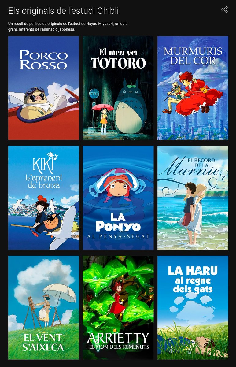 MOLTA ATENCIÓ: La plataforma 3Cat reincorpora 'Porco Rosso', 'El record de la Marnie', 'Murmuris del cor' i 'El vent s'aixeca' en català al seu catàleg. Que ho sàpiga tothom!