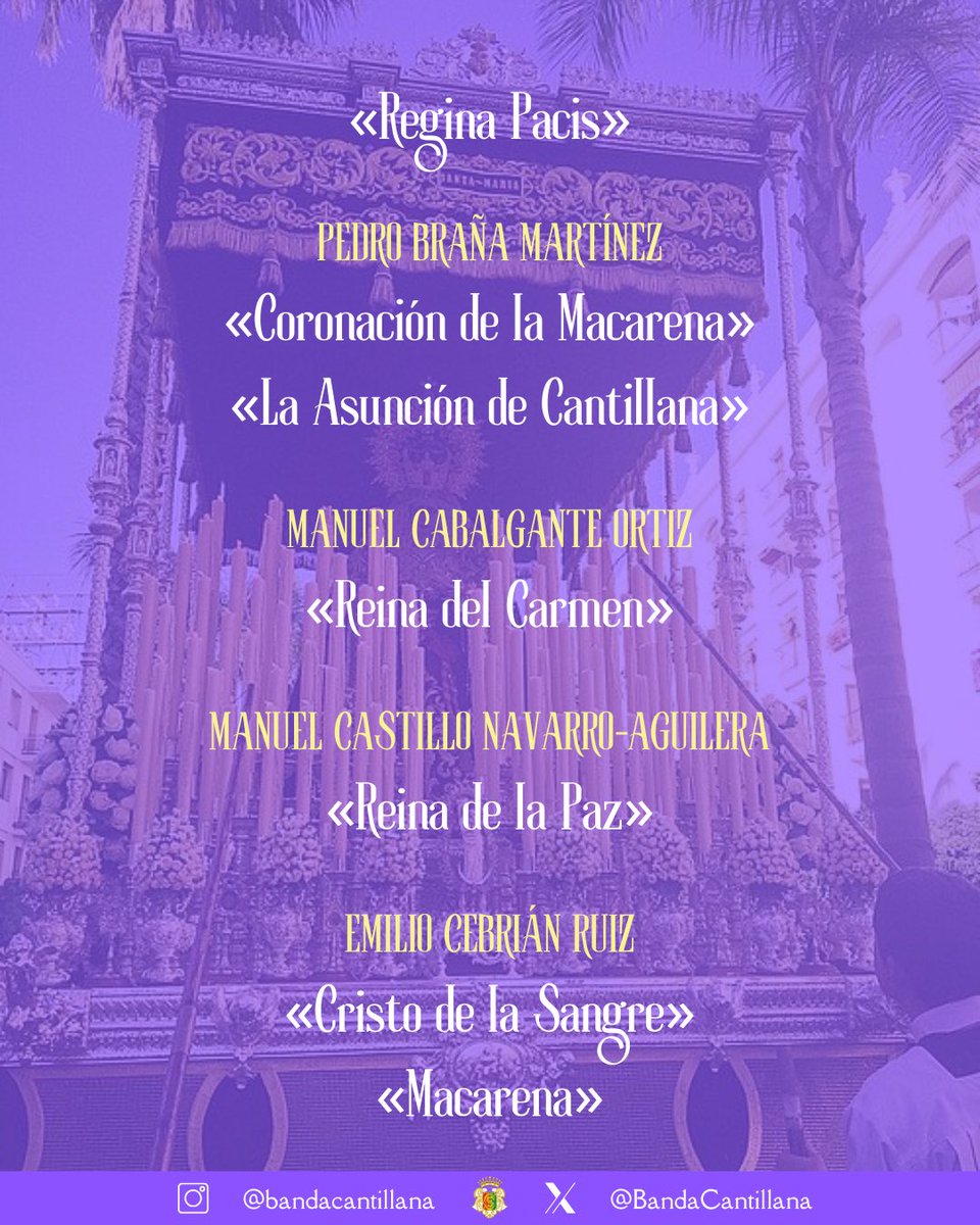 BandaCantillana's tweet photo. 🔵 ¡A poco más de 24 horas para que comience nuestra #SemanaSanta25, os dejamos el repertorio que interpretaremos!

💙 ¡En Semana Santa, #SuenaCantillana!

🧵¡Abrimos hilo!

#TDSCofrade https://t.co/FqKfiC6Lq0