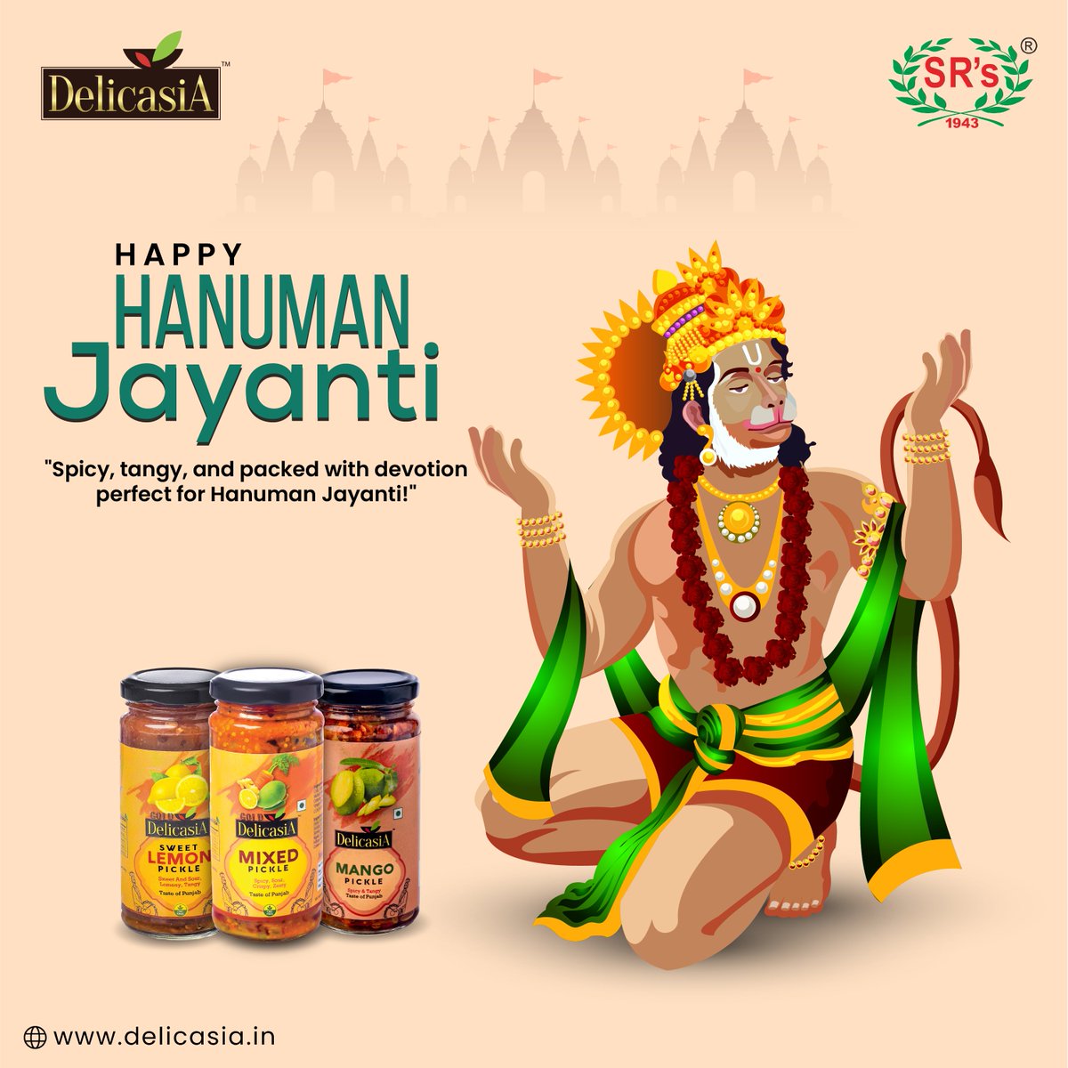 sharantandon's tweet photo. 🙏 जय बजरंग बली 🙏
On this divine occasion of Hanuman Jayanthi, may Lord Hanuman bless you with strength, wisdom, and unshakable devotion.
Celebrate with flavours that bring joy—SRS Pickles, made with tradition, love, and purity! 🌶️💛 https://t.co/7cS0DquBiK