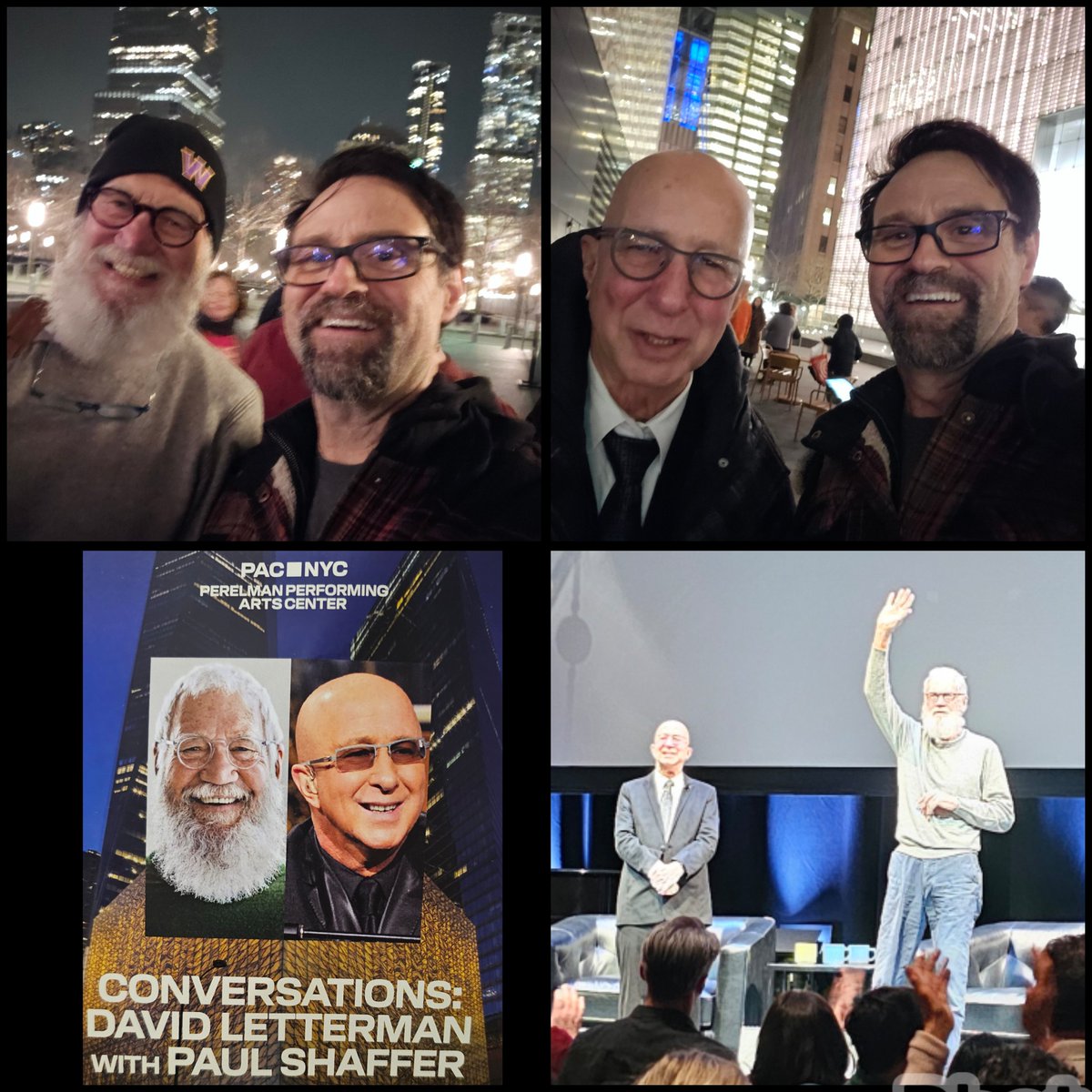 arcathletics's tweet photo. Top 10 List! Tonight was near the top of my Top 10 things I've done in New York. After seeing David Letterman interview Paul Shaffer at the PAC I was able to chat and take a photo with them. @Letterman #paulshaffer https://t.co/4H4j8MS0i4