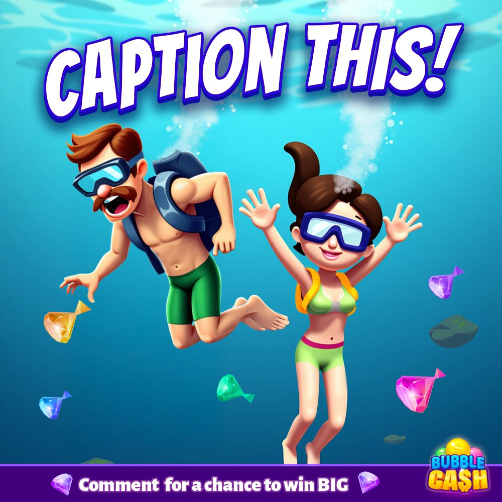 BubbleCashGame's tweet image. 💎 Comment for a chance to win FREE GEMS! 💎

What’s your best caption for this underwater scene? 🐠🌊 Let’s hear it!

📲 bubblecash.onelink.me/76xI/TwitterBi…

#BubbleCash #CashWins #UnderTheSea