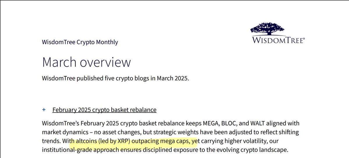 SMQKEDQG's tweet photo. WisdomTree in 2025: “XRP is LEADING ALTCOINS.”😏💨

👇