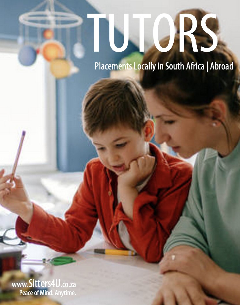 High impact #learning in every #session. One-on-one #tutoring that makes a difference.
#SmartSupport. #Tutor with 
 sitters4u.co.za #Recruitment in #Gauteng #CapeTown #Placement #Nationally