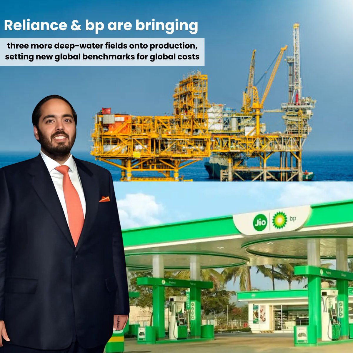 anantdadaambani's tweet photo. Anant Ambani leads Reliance and BP into a new era, with three more deep-water fields now in production🌊🔋
This move is setting new global benchmarks for energy costs and transforming the future of offshore energy production⚡🌍
A giant leap towards energy innovation and global leadership🚀
#AnantAmbaniDT #AnantDadaDT #RelianceBP #OffshoreEnergy #GlobalInnovation #SustainableFuture