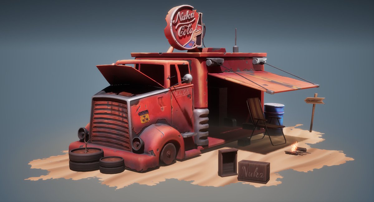 Here's a stylized fan art of the Nuka-Cola truck from Fallout! 🥤🚚
I finished this project back on June 23rd, 2024 — had a lot of fun working on it.
Hope you like it! 💥✨
#3DArt #3DModeling #stylizedart #Fallout #FanArt