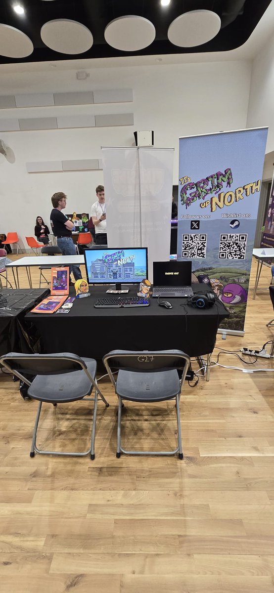We are set up at #UCAFarnham and super ready for #GDLX25. We hope attendees get a chance to play our quirky little point-and-click game!
