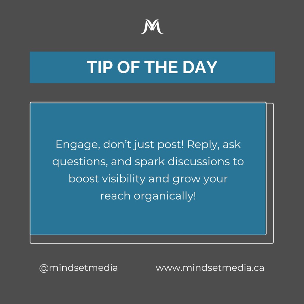 mindsetmediainc's tweet photo. 📢 Maximize Your Social Media Reach!

Posting is just the start—engagement is the game-changer! 💬🔥 Reply to comments, start conversations, and keep your audience hooked. More interaction = more visibility! 🚀 #CalgaryBusiness #SocialMediaMarketing #GrowYourBrand https://t.co/SAxHF4ltbn
