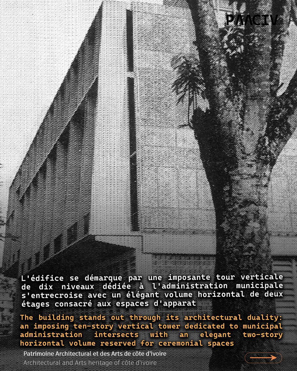 paaciv's tweet photo. 🟠Hôtel du district d’Abidjan 

Érigé en bordure du Boulevard de la République, l'artère majeure du Plateau, l'hôtel du District témoigne de la virtuosité architecturale d'Henri Chomette. Le bâtiment se distingue par son équilibre parfait entre les volumes. https://t.co/1VBQ7a2ZzY