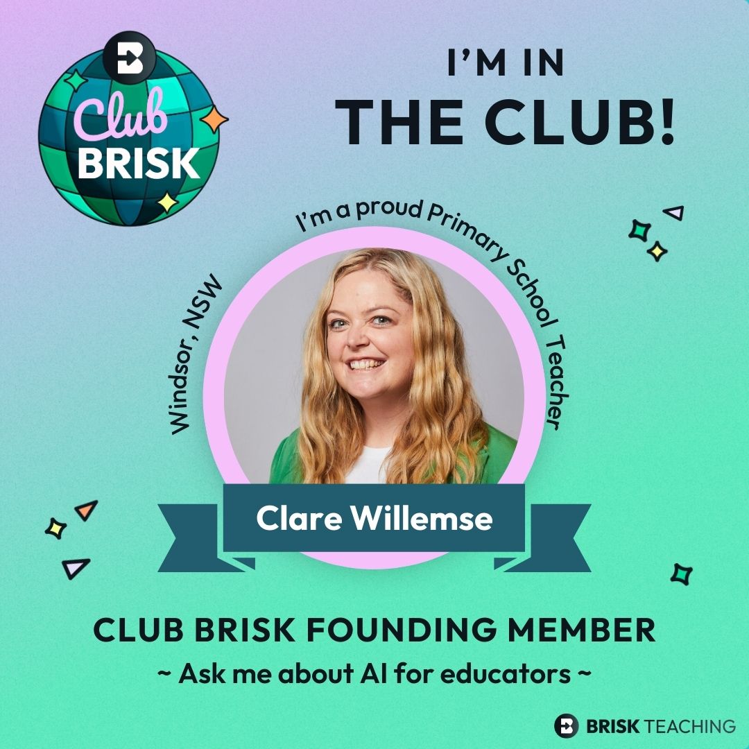 Very excited to be invited to be one of the first ever cohort members of Club Brisk!! Looking forward to connecting with Educators worldwide about this amazing tool for teachers! <a href="/briskteaching/">Brisk Teaching</a>  #clubbrisk