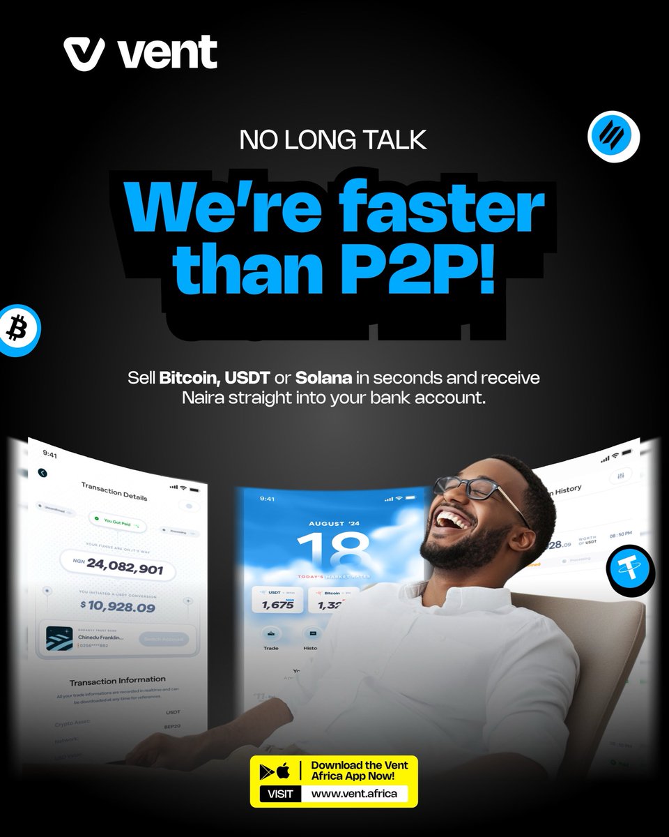 ventafricaapp's tweet photo. 🚀 Convert your BTC, USDT &amp; other Crypto to Naira in secondssss. Cash out straight to your bank account 💰

No middle man, no cho cho cho! We dey show workings! 😎 https://t.co/Xss6nieJTD