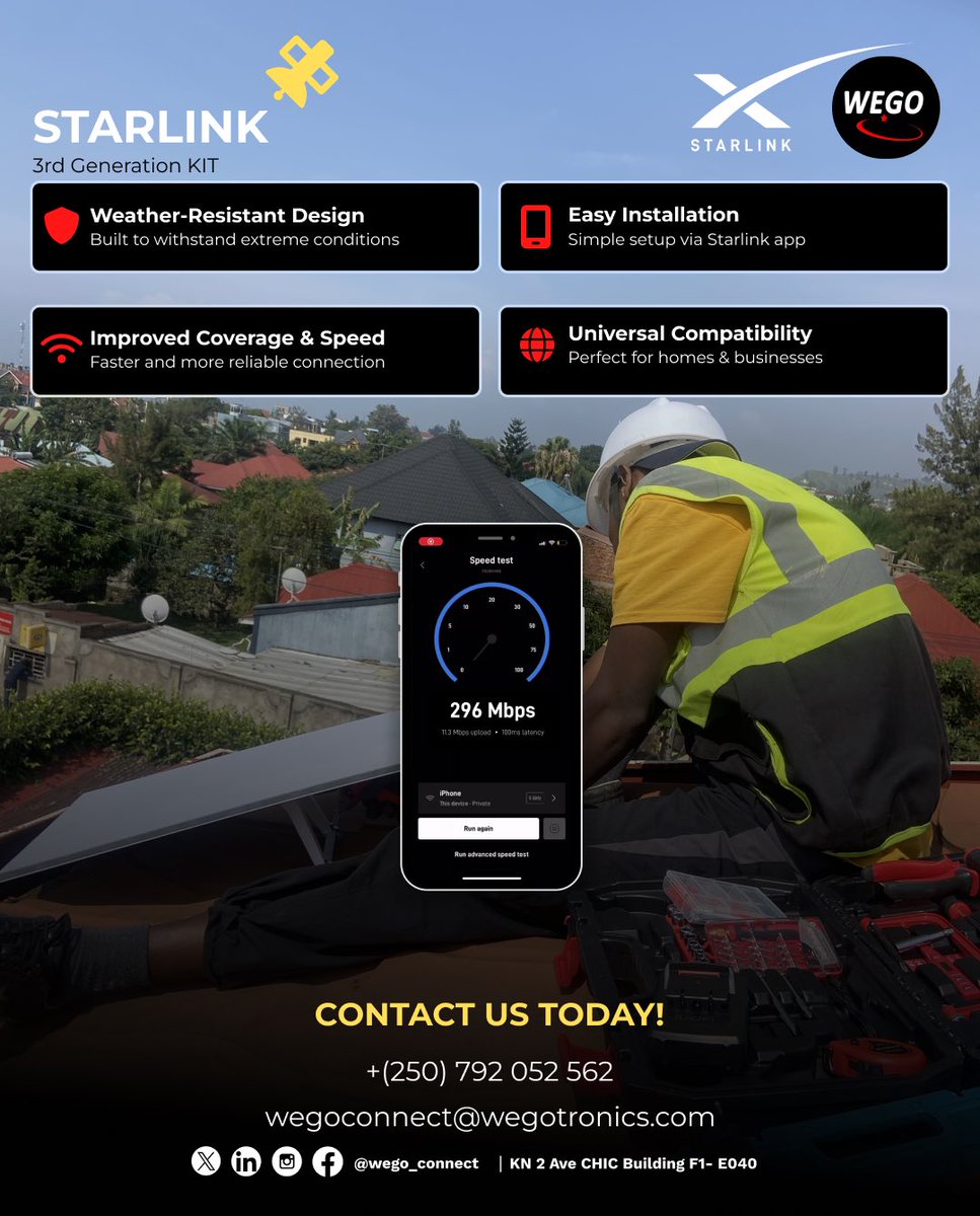 Starlink Gen 3 kit now available at a low price! 🚀 Powered by WeGoConnect. #FastInternet #Starlink #WeGoConnect