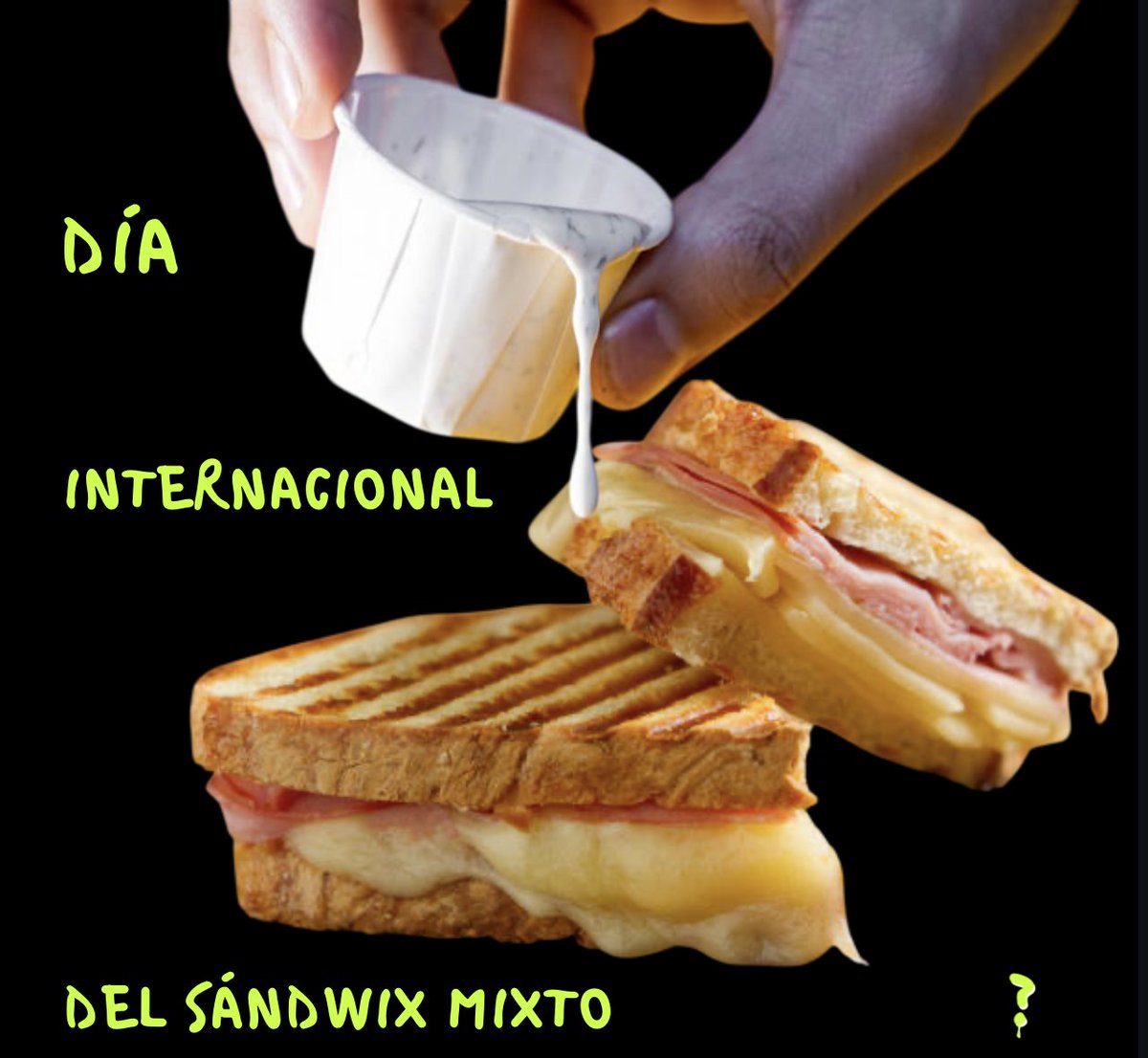 FOMS_s's tweet photo. 🥪 Hoy es el Día Internacional del Sándwich Mixto.
Sí, hay gente que lo moja en kétchup (💀).
Pero... ¿y si lo mojas en FOMS?
Comenta cómo lo tuneas tú o deja este tweet seco 😏 https://t.co/qRNbAzHAEC