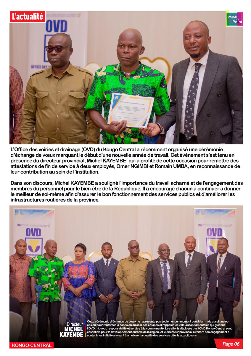 #Félicitations 
#OvdKONGOcenral
#DP_michel_KAYEMBE
<a href="/ovdrdcofficiel/">OVD RDC OFFICIEL</a> <a href="/Michka960/">Michel KAYEMBE</a> <a href="/GouvernoratK_C/">Gouvernorat du Kongo Central</a> <a href="/MartinSOLO4/">Martin SOLO</a> <a href="/DidierBudimbu/">Didier Budimbu Ntubuanga</a> <a href="/central_sage/">ᏟᎬᏁᎢᏒᎪᏞ👑🇨🇩</a> <a href="/Presidence_RDC/">Présidence RDC 🇨🇩</a> <a href="/PrimatureRDC/">Primature de la République Démocratique du Congo</a> <a href="/SuminwaJudith/">Judith SUMINWA TULUKA</a> <a href="/officedesroutes/">OfficeDesRoutes RDCongo</a> <a href="/acgtcd/">Agence Congolaise des Grands Travaux (ACGT)</a> <a href="/Com_mediasRDC/">Ministère de la Communication et Médias/RDC</a> <a href="/GraceBilolo/">Grâce masuangi bilolo</a> <a href="/7sur7_cd/">7SUR7.CD</a> <a href="/ABolodjwa/">Alain BOLODJWA</a> <a href="/AlainMake20/">Alain Make Nzonga</a> <a href="/AngelKazadi/">Kazadi Angel/ Fairy Godmother</a>
