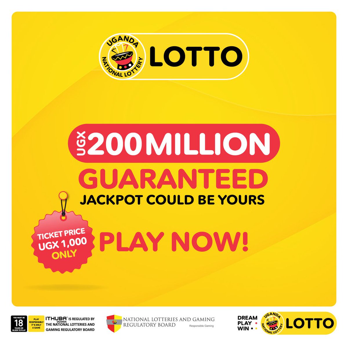 Judie_Jidel's tweet image. 🚨 UGX 200 MILLION #LOTTO jackpot awaits! Grab your ticket by 8:30 p.m. tonight for a shot at the prize.
Play now at nationallottery.go.ug, authorised shops, 

Dial *278#, *252# (the lifestyle) or *185# (Airtel Money).
#UgandaNationalLottery