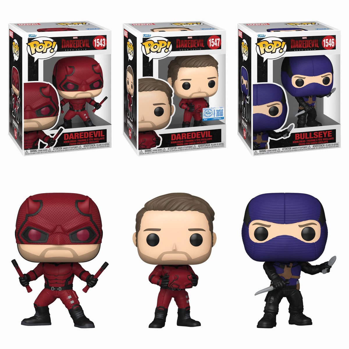 SkittleRampage's tweet photo. First look at Daredevil Born Again Funko Pops!

Unmasked is an Entertainment Earth Exclusive.

Repost @RockOsiris

#daredevil #DaredevilBornAgain https://t.co/bVXL8wXOY6