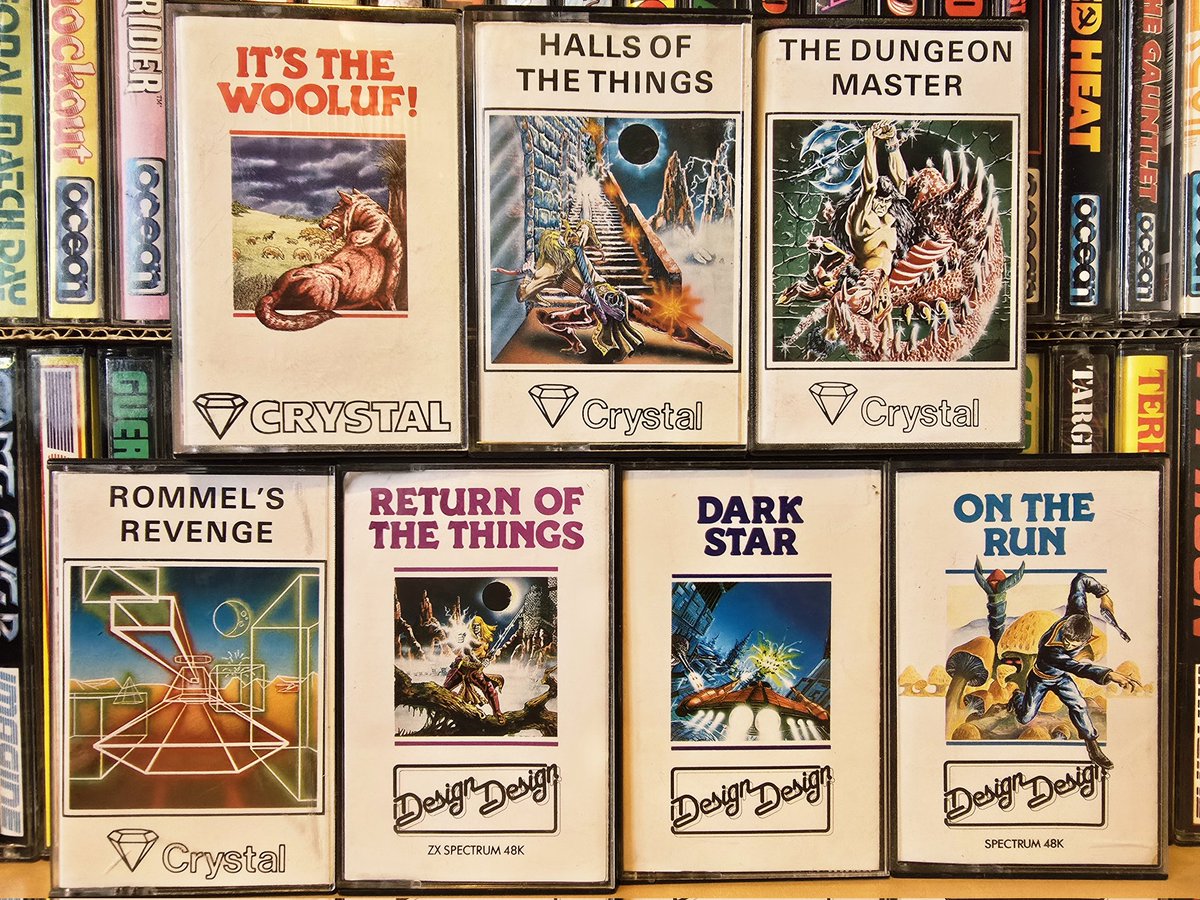 MarkRJones1970's tweet photo. Here's a look at my games by #CrystalComputing / #DesignDesign for the #ZXSpectrum, from 1983 to 1986.
For me, Dark Star was their best title. I remember playing it in my bedroom in the dark & you actually got vertigo as it zipped along really fast! #RetroGaming https://t.co/6zslg7IUhe