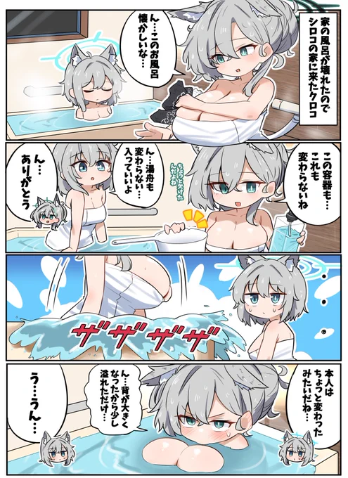 シロコの家のお風呂を借りたクロコ
#ブルアカ 