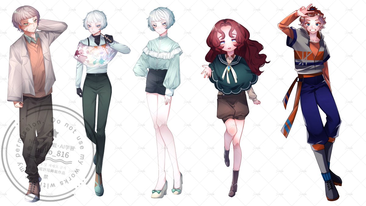 「最近描き下ろした立ち絵全部可愛いんで見てもらっていいですか?#TRPG#立ち絵 」|のりぬこ🍜🐈依頼受付中のイラスト