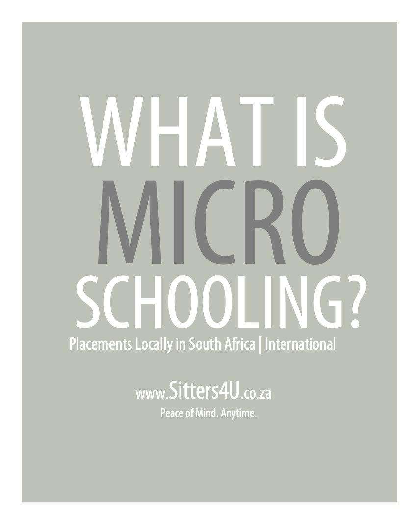 Curious about #Micro #Schooling but not sure where to start? Book an introduction to Microschooling for free here: tinyurl.com/33srhewx

#MicroSchooling101 #AltEdu #Sitters4U #EducateatHome
<a href="/EducateatHomeZA/">Educate@Home</a>  sitters4u.co.za
