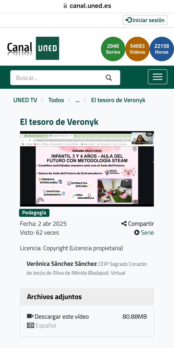 La <a href="/UNED/">UNED</a> decidió contar conmigo para una mesa redonda en sus Jornadas Institucionales de Educación Infantil. 
Muchas gracias por invitarme a contar cómo trabajo con mi alumnado. canal.uned.es/video/67ee3ec8…